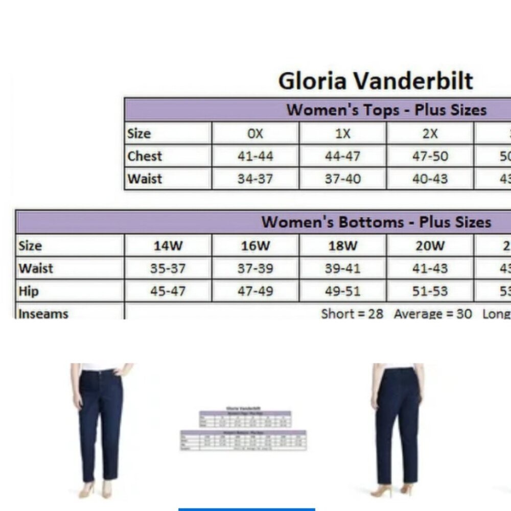 Gloria Vanderbilt 20W Amanda Plus Size Jeans.